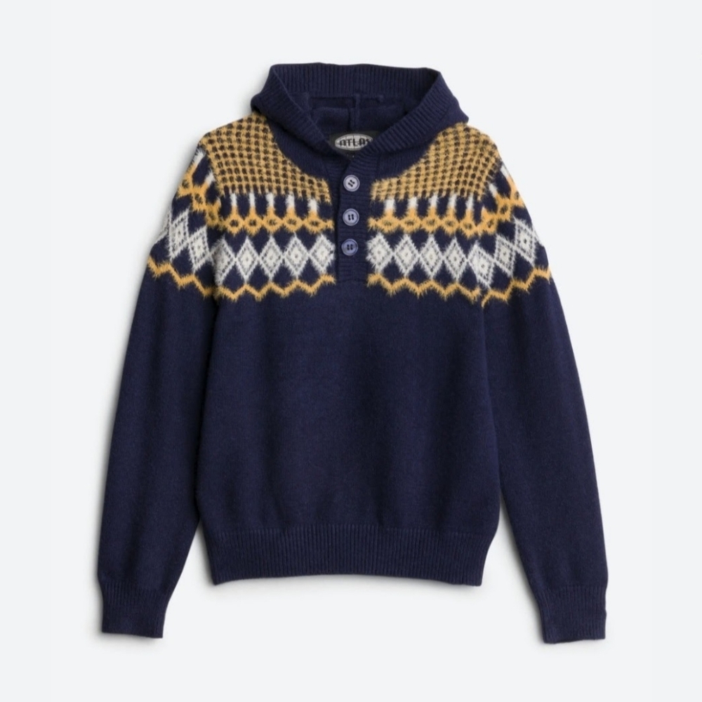 Atlas Johnny Fairisle Quarter Button Hoodie